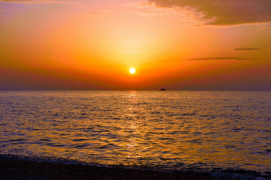 sunset over the sea in marina di zambrone tropea calabria italy