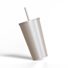 Tumbler coffee or glass stainless steel rendering 3d