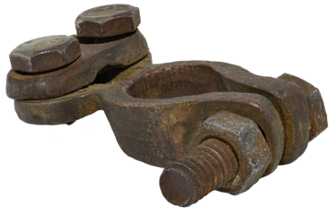 old car battery terminal connector on transparent background