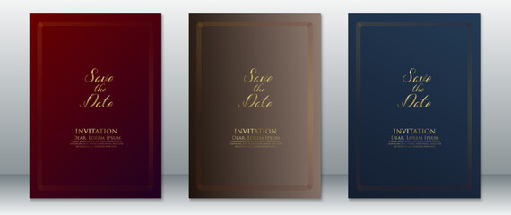 Luxury wedding invitation card template vintage design elegant background with golden frame 
