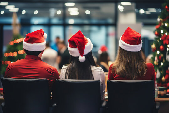 Generative ai picture of decorated office room new year corporate xmas celebration