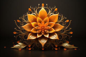 Generative AI picture of beautiful lotus gracefully poised on dark backdrop