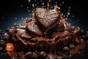 Indulgence meets emotion in a chocolate lover's dream - obrazy, fototapety, plakaty