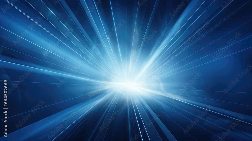 Poster illustration of high-speed movement motion light trails with motion blur effect on dark background. 