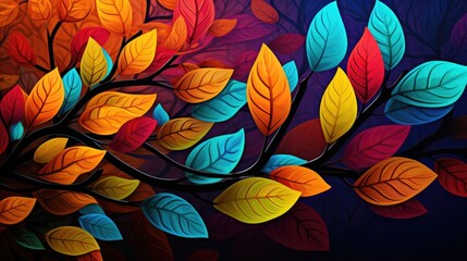 Illustration of bold color tropical leaf wallpaper, Luxury nature leaves pattern design.