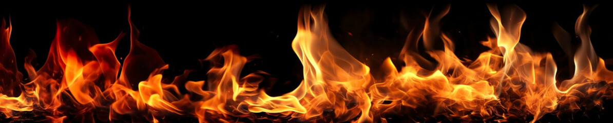 Fototapeta premium Fire flames on black background.