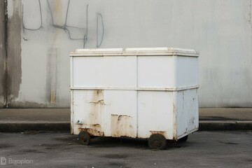 A white dumpster for industrial garbage found in isolation. Generative AI