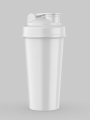Blank white plastic shaker bottle with flip lid for mock up and template design. 3d render illustration.