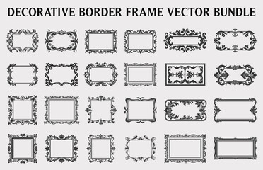 Vintage Decorative Ornamental Rectangle frame vector Set, Retro vector ornamental borders, and filigree floral ornaments - obrazy, fototapety, plakaty