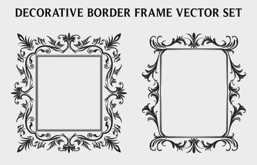 Vintage Decorative Ornamental Rectangle frame vector Set, Retro vector ornamental borders, and filigree floral ornaments