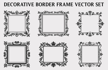 Vintage Decorative Ornamental Rectangle frame vector Set, Retro vector ornamental borders, and filigree floral ornaments
