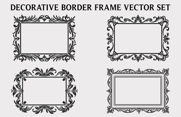 Vintage Decorative Ornamental Rectangle frame vector Set, Retro vector ornamental borders, and filigree floral ornaments