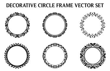 Vintage Decorative Ornamental Circle frame vector Set, Round vector ornamental Frame, and filigree floral ornaments
