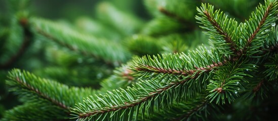 Christmas tree branches on a natural background.