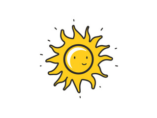 Doodle Solar energy symbol, cartoon sticker, sketch, vector, Illustration, minimalistic