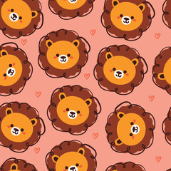 seamless pattern cartoon lion. cute animal wallpaper illustration for gift wrap paper