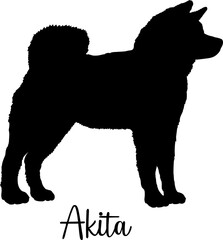  Akita. Dog silhouette Dog breed vector