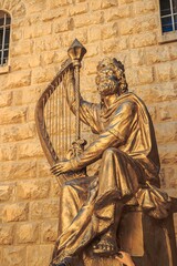 Ancient Golden Sculpture of King David in Jerusalem