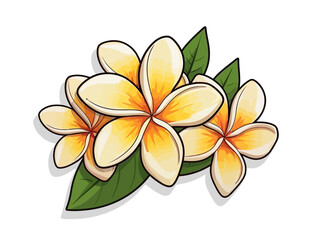 Doodle Plumeria flower, cartoon sticker, sketch, vector, Illustration, minimalistic