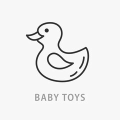 Rubber Duck Icon Baby Shop Line Art Logo Template