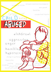 Child abuse poster art. Banner design elements. Vector art. Stop child abuse . Spread awareness to help people suffering from abuse.