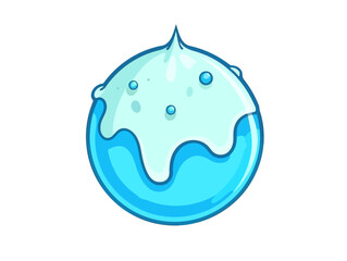Doodle Earth with water drop, cartoon sticker, sketch, vector, Illustration, minimalistic
