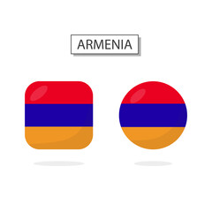 Flag of Armenia 2 Shapes icon 3D cartoon style.