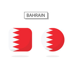 Flag of Bahrain 2 Shapes icon 3D cartoon style.