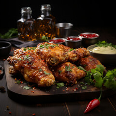 A delightful spread of glistening chicken wings, beckoning a feast