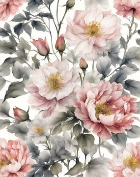 floral background , watercolor in pastel colors, graphic element for textile patterns