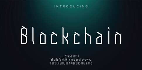 BLOCKCHAIN minimal creative Tech Letter Concept and Luxury vector typeface Logo Design.