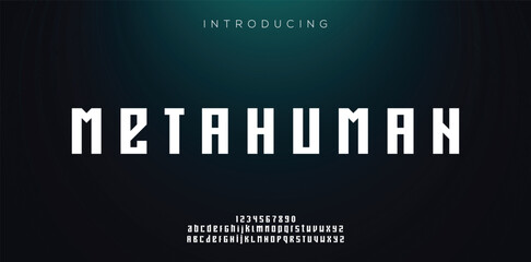 METAHUMAN minimal creative Tech Letter Concept and Luxury vector typeface Logo Design.