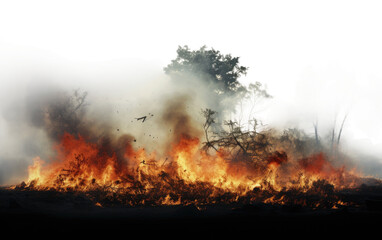 Fototapeta na wymiar Burning Image of Forest Isolated on Transparent Background PNG.