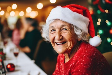 Portrait of a festive elderly woman in the nursing home