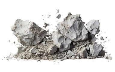 Dull Grey Concrete Fragments Isolated on Transparent Background PNG. - obrazy, fototapety, plakaty
