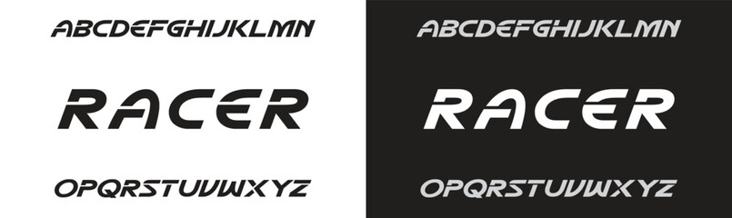 RACER minimal creative Tech Letter Concept and Luxury vector typeface Logo Design.