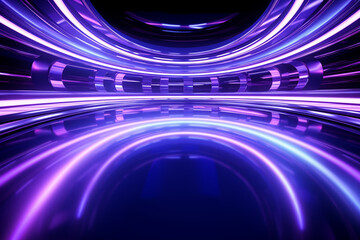 Abstract futuristic background with neon lights and curved lines