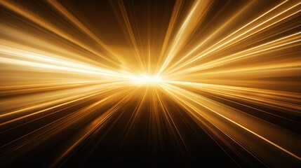 Obraz premium Abstract futuristic background with gold glowing neon moving high speed lines and bokeh lights.