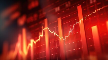 Stock Market Recession and Losses ,downtrend line graph on dark red color background