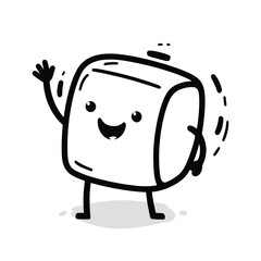 cute cartoon character waving illustration