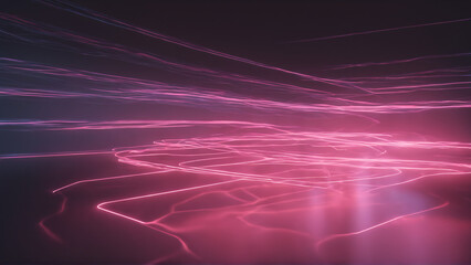 A mesmerizing 3D visualization of energy light lines flowing in a minimalist environment.