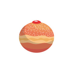 Tasty donut for Hanukkah on white background