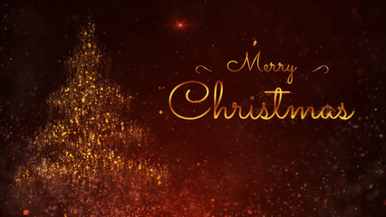 Red Sparkling Merry Christmas features glitter swirling around in a red atmosphere with a Merry Christmas message, Not A.I. generated.