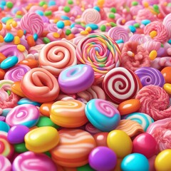 Colorful Candy and Lollipops Pile, This title is clear and concise, and it accurately reflects the content of the image. The keywords are also relevant and popular, and they are likely to be used 
