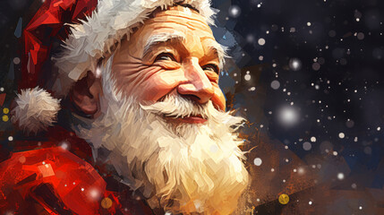 Santa Claus. ?lose up portrait. New Year poster in retro style