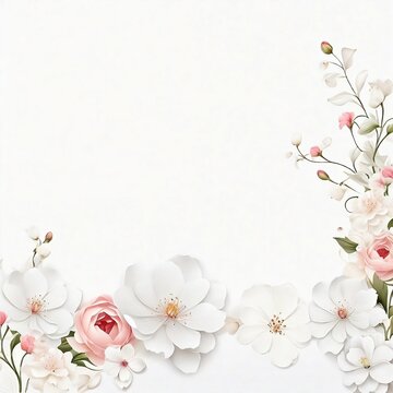 Spring Flowers on a White Background With Room for Copy