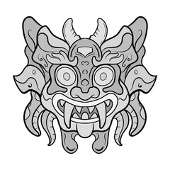 Culture Head statue barong or tiki mask trofical sign from polynesian. Illustration design good for tattoos, poster element or print
