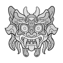 Culture Head statue barong or tiki mask trofical sign from polynesian. Illustration design good for tattoos, poster element or print