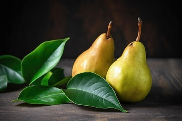 Fresh sweet pears on the table close up