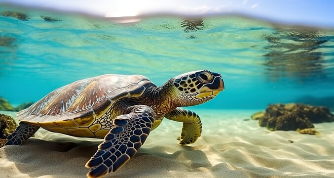 Photo of Sea turtle in the Galapagos island.